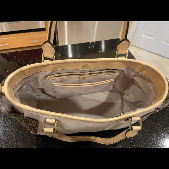 TORY BURCH PYTHON SNAKESKIN LEATHER COLOR BLOCK W/CANVAS SHOULDER BAG HANDBAG - Picture 16 of 16